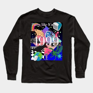 Party Like It's 1999 - 90's/2000's Nostalgia Poster Art Piece Retro Collage Long Sleeve T-Shirt